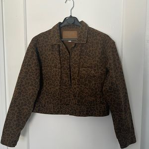 American Eagle leopard print denim jacket